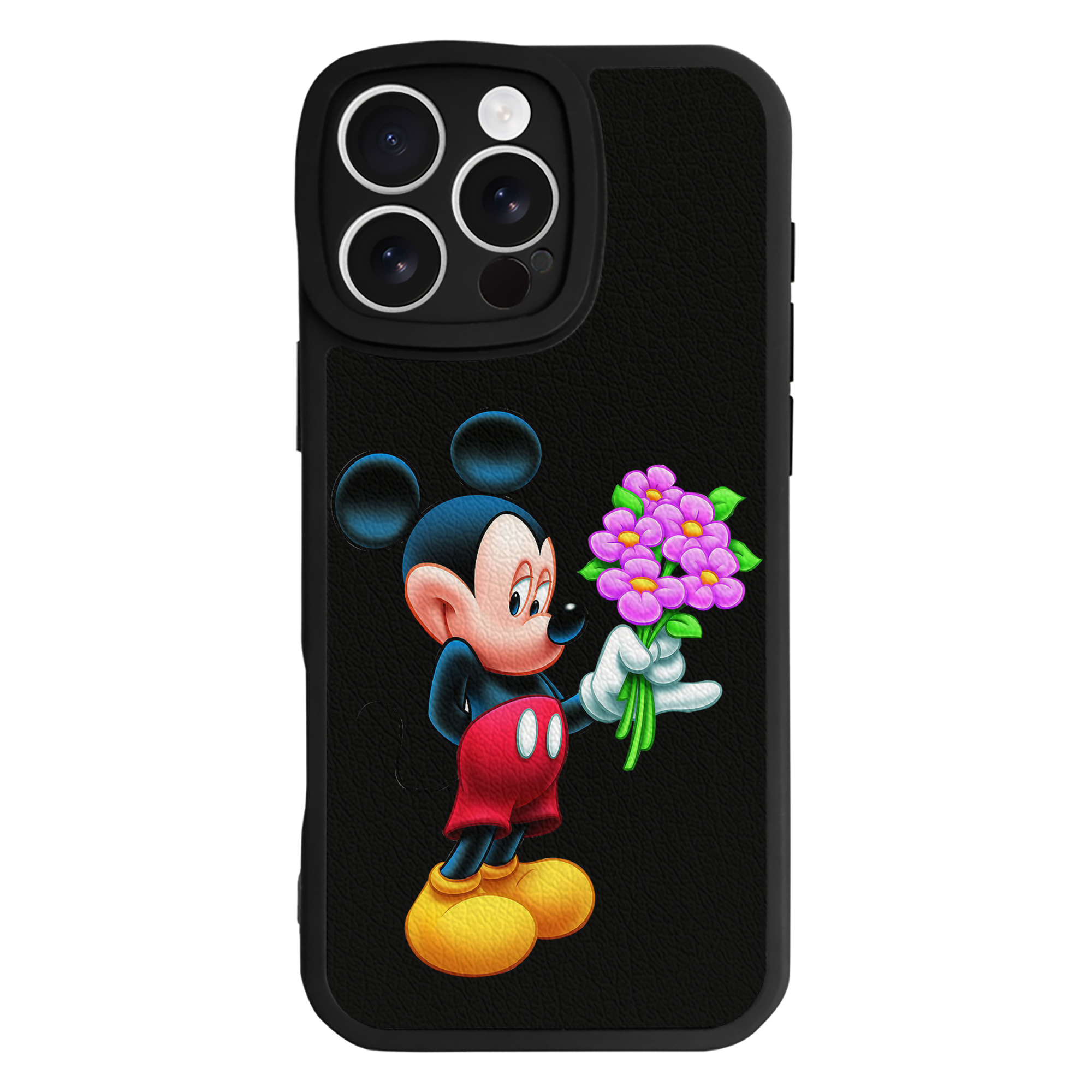 （画像用） ミッキーマウス Mickey Mouse 【iPhone 16シリーズ対応】シリコンスマホケース（レザー調） 材質：シリコン
